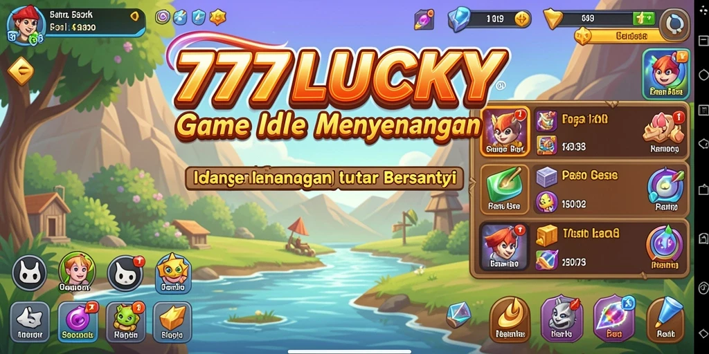 Tampilan gameplay 777LUCKY dengan karakter yang beraksi dalam mode Idle.