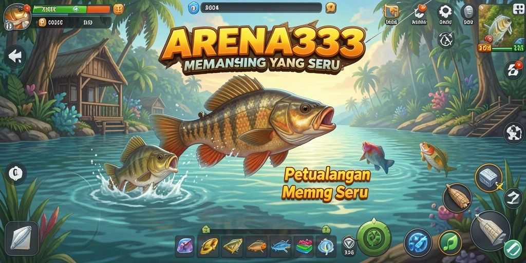 Screenshot gameplay ARENA333 menampilkan aksi memancing yang seru.