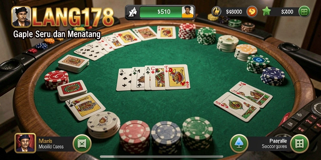 Screenshot gameplay ELANG178 yang menampilkan serunya permainan Gaple.