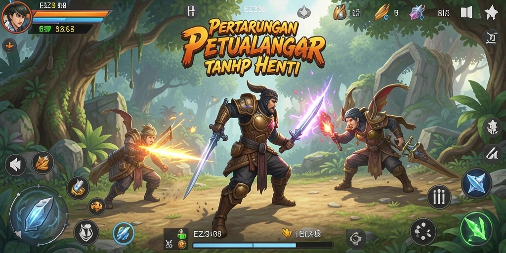 Gameplay seru di EZ338 dengan pertarungan intens.