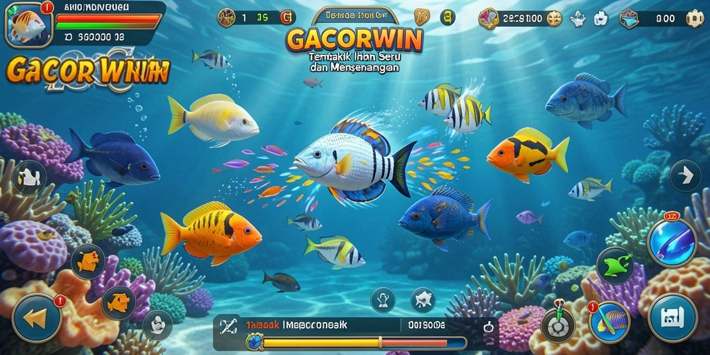Tampilan gameplay GACORWIN dengan aksi menembak ikan yang seru.