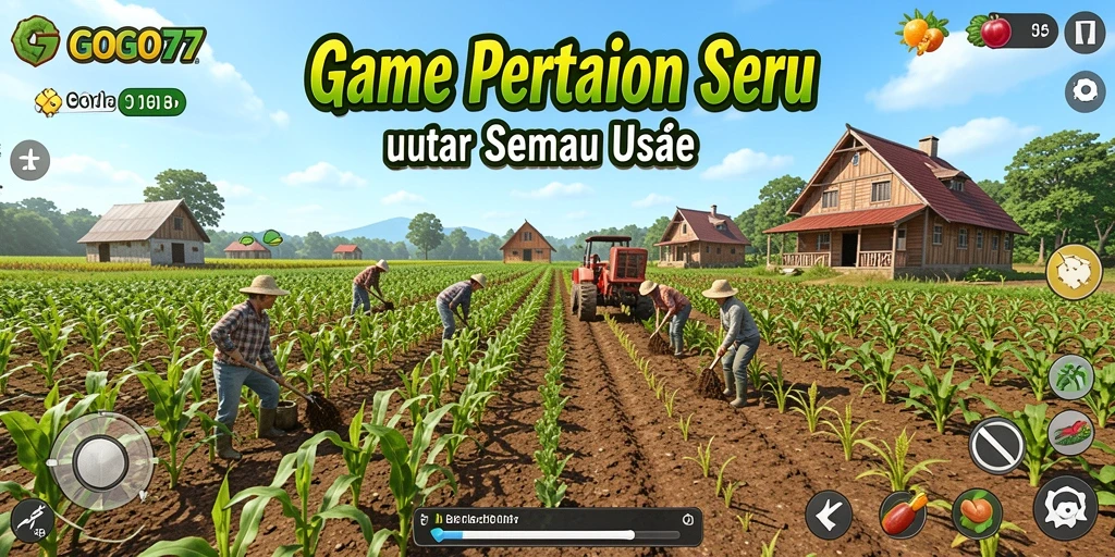 Tampilan gameplay GOGO77 dengan aktivitas pertanian yang menyenangkan.