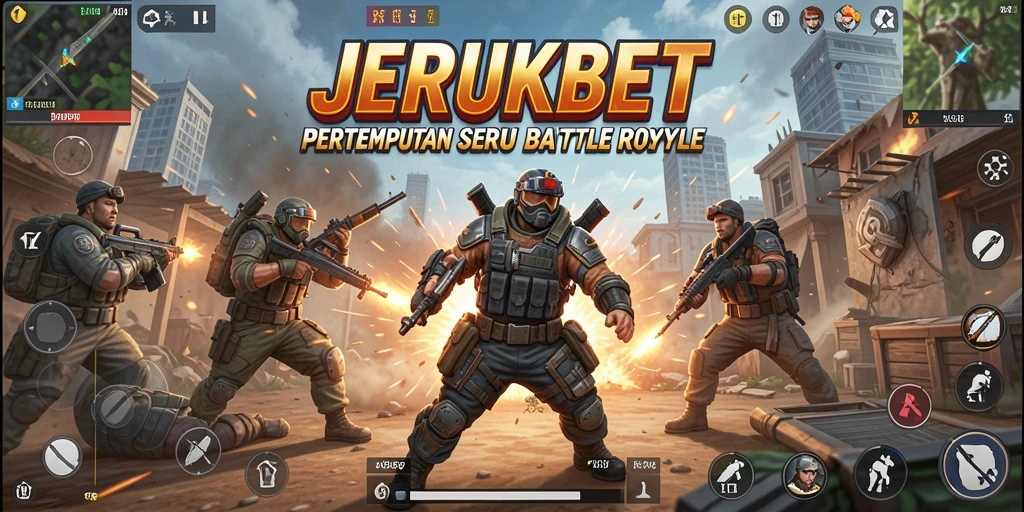 Tangkapan layar JERUKBET menunjukkan aksi pertempuran seru di arena Battle Royale.