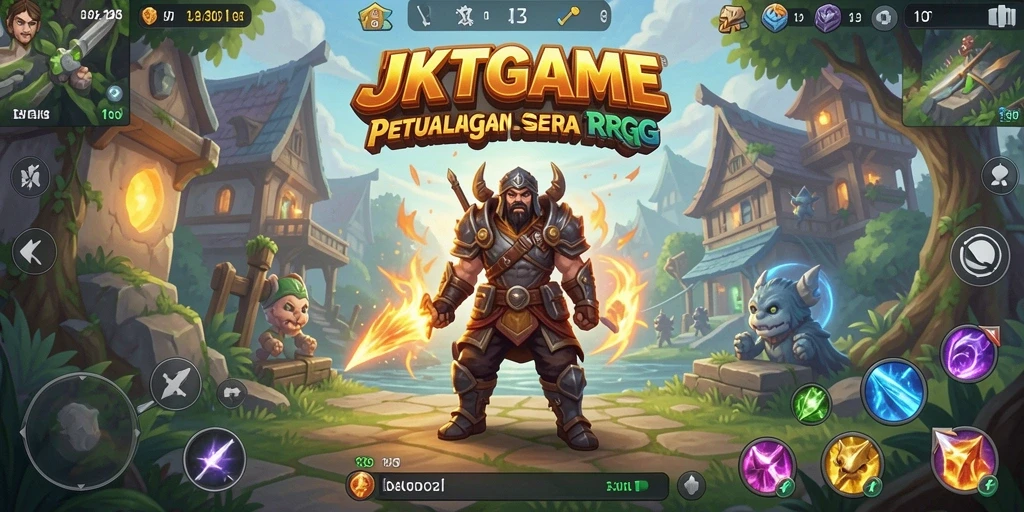 Tangkapan layar JKTGAME menampilkan pertarungan epik dalam suasana RPG yang menawan.