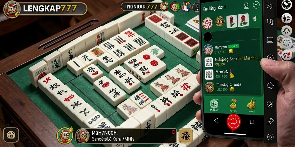 Tangkapan layar LENGKAP777 menampilkan permainan Mahjong yang intens dan menarik.