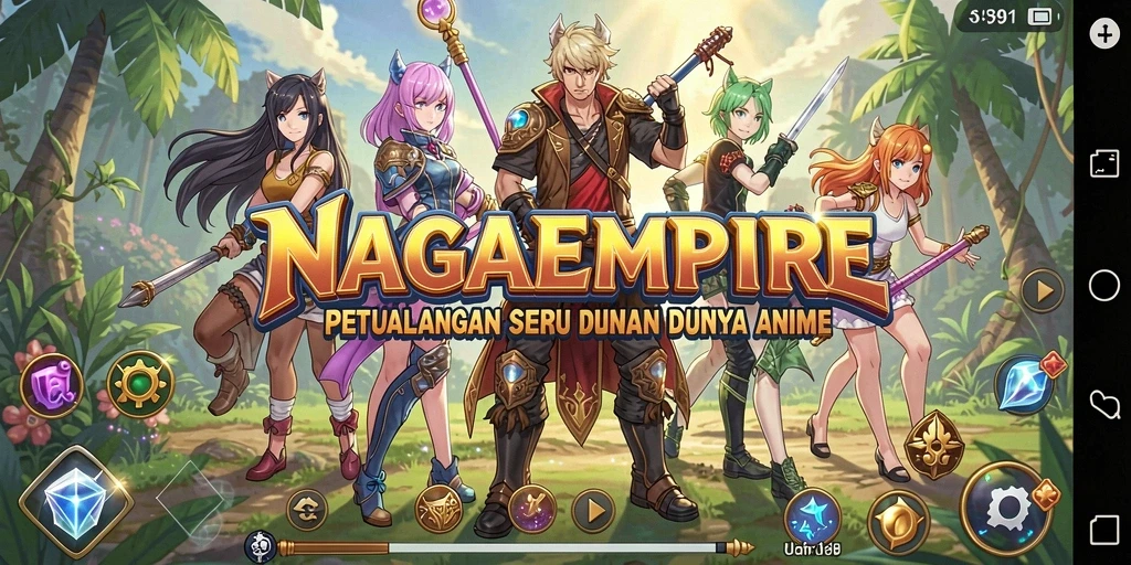 Tampilan gameplay NAGAEMPIRE yang memukau dan kaya aksi.