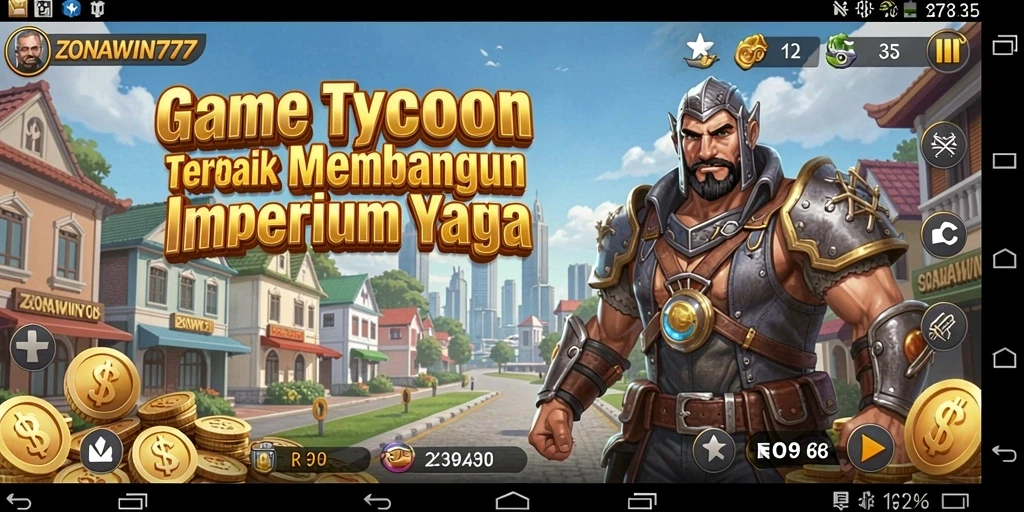 Screenshot dari gameplay ZONAWIN777 menunjukkan strategi bisnis yang dinamis.